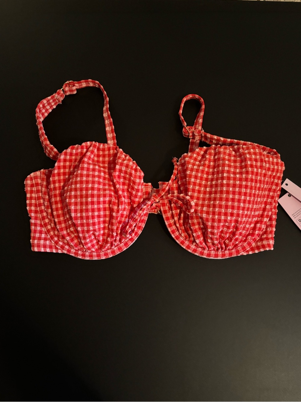 wild fable Red Gingham Underwire Bikini Top